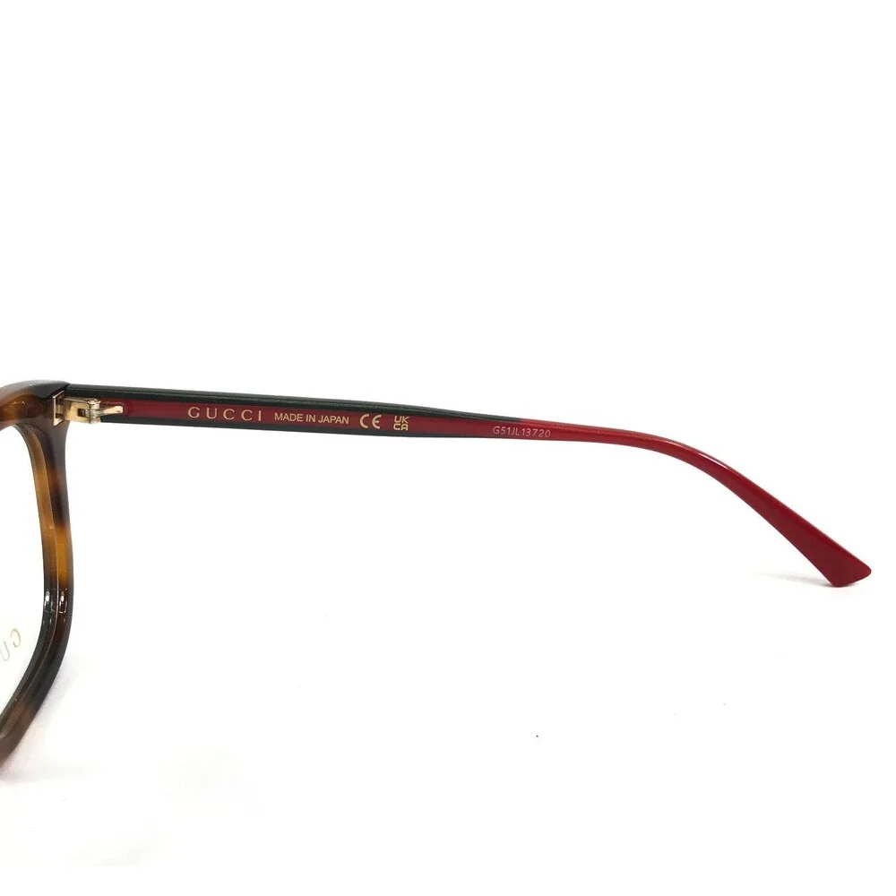 Gucci Eyeglasses Frames GG2117O 002 Havana Red Green Cat Eye Full Rim 54-17-145